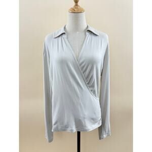 CAbi Crossover Top, Bone Color with Faux Wrap, Size M